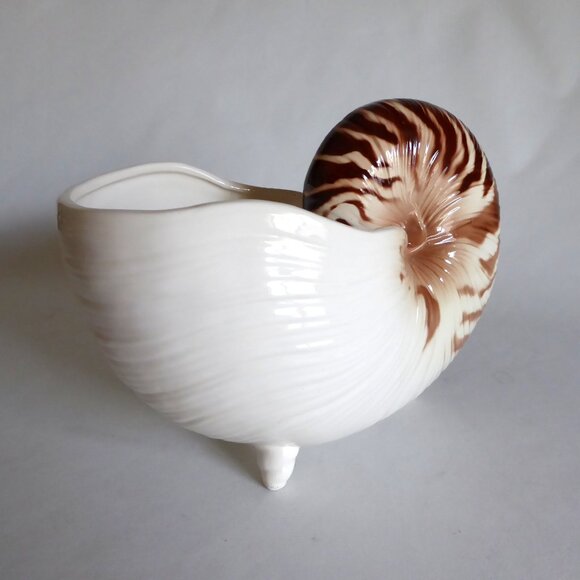 VINTAGE FITZ & FLOYD BRAND LARGE NAUTILUS SHELL CENTERPIECE BOWL WINE CHILLER - Picture 5 of 11